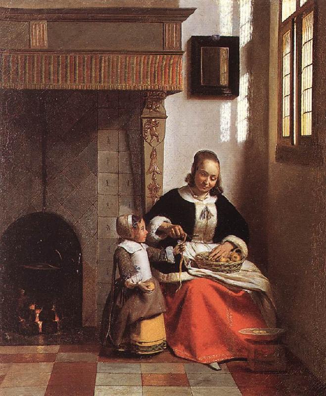 HOOCH, Pieter de Woman Peeling Apples  sg oil painting image